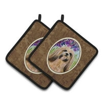 Caroline's Treasures SS8436PTHD Lhasa Apso Pair of Pot Holders, 7.5HX7.5W, multicolor
