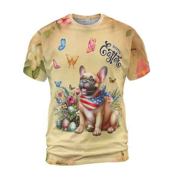 French Bulldog Celebrates Spring and Enjoys a Happy Easter All Over Print 3D Shirt Unisex Merch Dog Lover Gifts - 02001