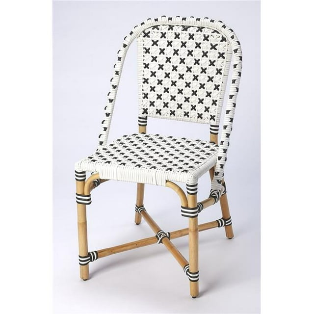 Butler 5398295 Tenor Rattan Dining Chair, White & Black - 21 x 22 x 35.50 in.