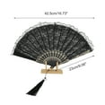 thumbnail image 2 of Unique Bargains 1 Pc Lace Trim Orchid with Tassel Folding Fan for Masquerade Black Silk Fabric, 2 of 5