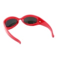 thumbnail image 4 of Retro Futurism Wrap Sport Thick Plastic Oval Sunglasses Red - Orange Mirror, 4 of 4