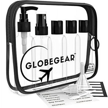 GLOBEGEAR Travel Bottles & Travel Size Containers for Toiletries with TSA Approved Travel Bag (model GG2)