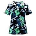 thumbnail image 3 of Camisas de Manga Corta para las Mujeres Impresión Cuello Redondo Suéter Encaje Camisa, Blusa de Verano Casual para las Mujeres, 3 of 4