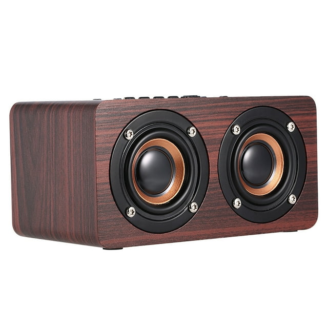 Equipo de sonido Irfora W5 Altavoz de madera de grano rojo Bluetooth Altavoz de doble altavoz de Bluetooth 4.2 Lector de bocina Super Bass con manos libres Mic 3.5mm AUX-IN TF Card Irfora Equipo de sonido