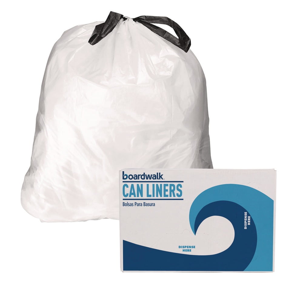 Boardwalk Draw-String Low-Density Can Liners Trash Bags 0.8 mil Thickness White 100/Carton (1DK100)
