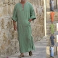 thumbnail image 6 of Men Kaftan Thobe Casual Long Sleeve Mens Robe Button Down Collar Muslim Dress For Men Robe Men, 6 of 6