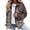 Brown, variant on Women's Denim Jacket Long Sleeve Jean Top Snow Spring Plaid Printed Casual Fall Button Jackets & Coats Fashion Western Black Large
