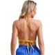 thumbnail image 5 of Top corto para danza del vientre para mujer, traje de actuación de danza del vientre, cuentas de plástico de malla, Top con sujetador Halter de lentejuelas con cordones y borlas nítidas, 5 of 5