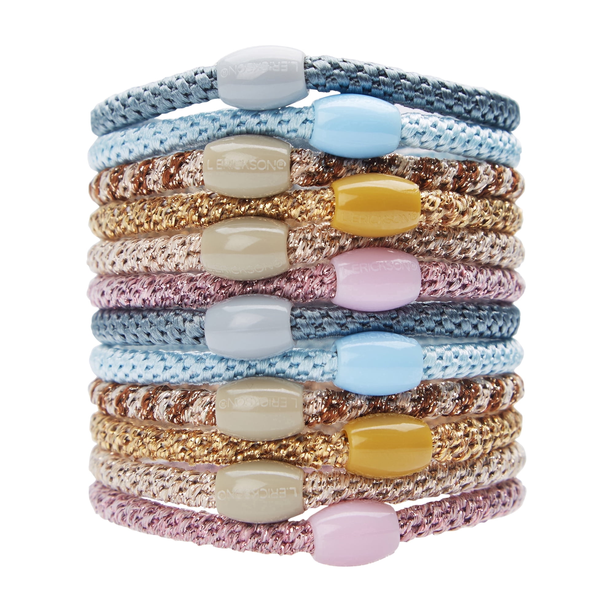 L. Erickson Narrow Grab & Go Ponytail Holders, Ballerina, 12 Pack
