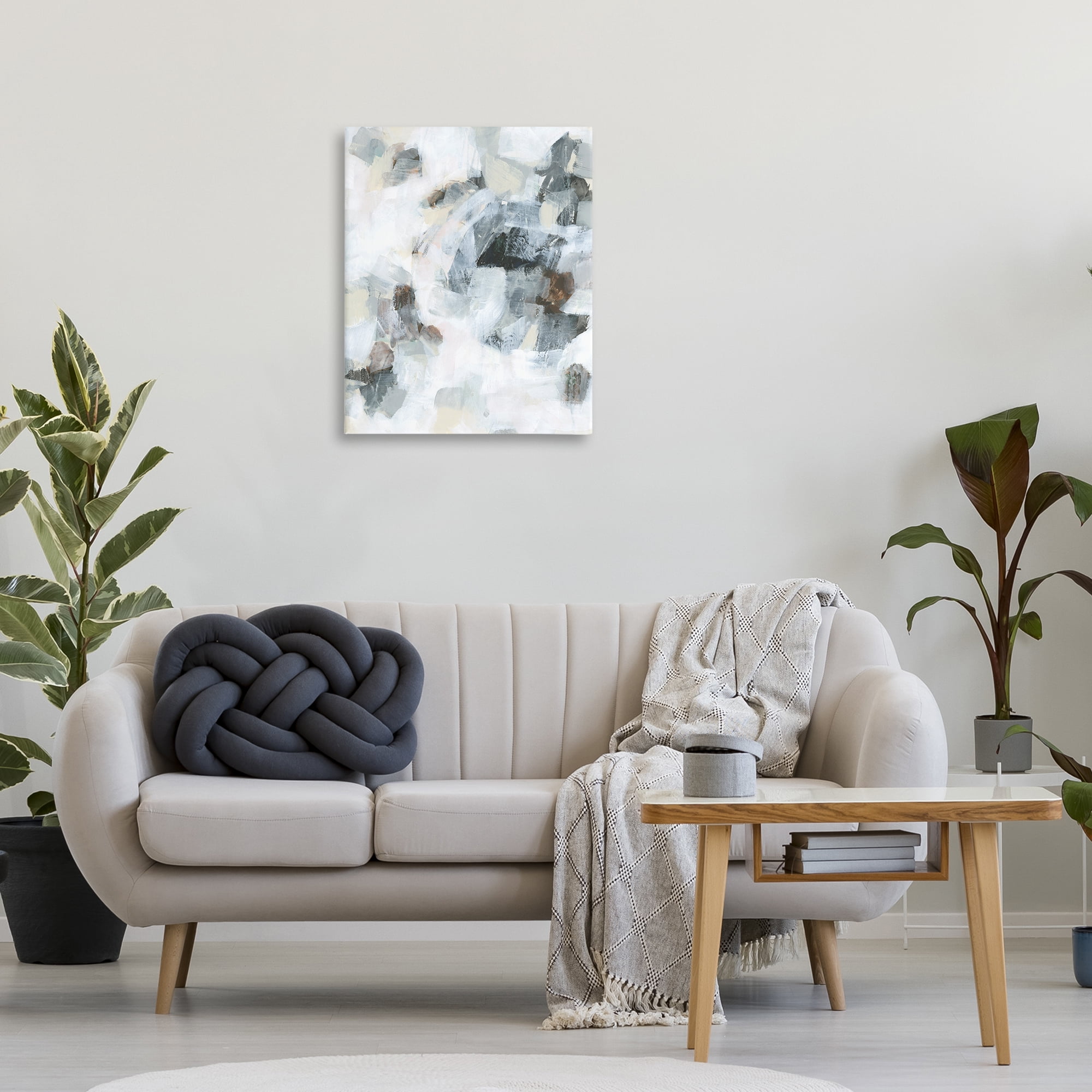 Stupell Industries Soft Grey Composition Abstract Painting Wrapped Canvas Art Print Wall Art, 24 x 30