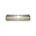 thumbnail image 3 of Ladies or Mens Titanium Ridged Edge 6mm 14K Yellow Inlay Brushed Wedding Band Ring for Women, 3 of 7