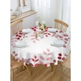 thumbnail image 2 of Round Tablecloth Red Christmas Eucalyptus Leaf Waterproof Oil Proof Polyester Table Cloth Cover Decor for Home Dining Outdoor,Patio,Parties, 60" Dia. Botanical Winter Floral White, 2 of 9