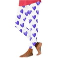 thumbnail image 3 of Feancey Todays Sales Leggings for Women Butt Lift Heart Print Yoga Tights Valentines Day Stretchy High Waisted Tummy Control Skinny Pants Soft Cute Workout Leggings Purple M, 3 of 8
