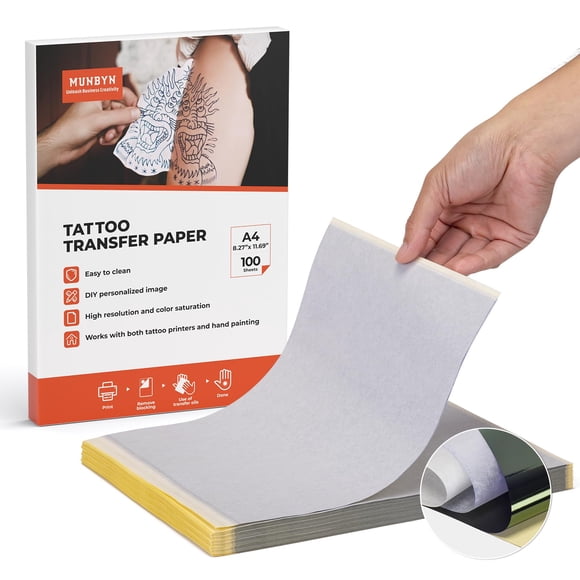 Plantilla MUNBYN de papel para transferencia de tatuajes, 100 hojas, tamaño A4