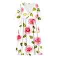 thumbnail image 4 of YuXingFu Church Clothes Mid-Length V-Neck Plus Size Womens Dress 3/4 Sleeve Button Casual Summer Multicolor S, 4 of 5