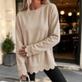 thumbnail image 2 of Womens Oversized Crewneck Sweatshirts Scalloped Casual Pullover Tops, 2 of 9