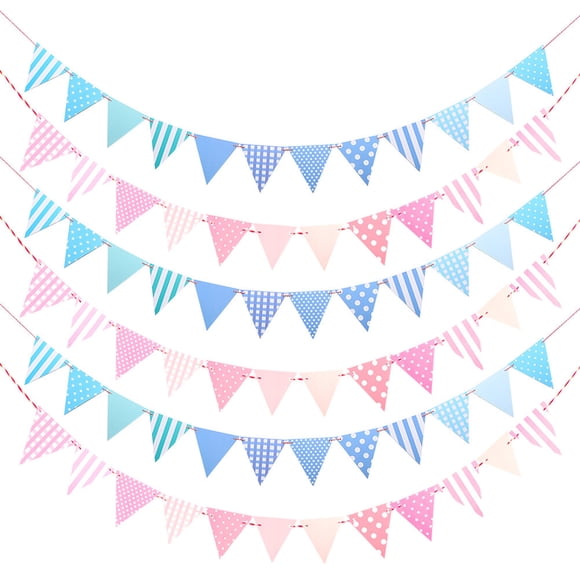 CIMAXIC party banner 6pcs Pennant Flag Banner Triangle Flag Banner Party Pennant Bunting Hanging Decor,6.5"X5.63"X0.02"