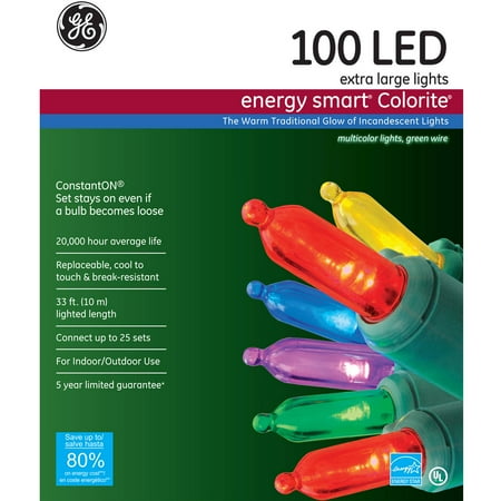 GE Energy Smart 7mm LED Christmas Lights, Multi-Color, 100ct GE Energy Smart 7mm LED Christmas Lights, Multi-Color, 100ct - GE Energy Smart 7mm LED Christmas Lights, Multi-Color, 100ct