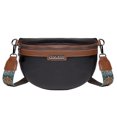 thumbnail image 1 of Bolso de hombro Bolso bandolera pequeño para mujer Riñonera con correa ancha para mujer Monedero de cuero para mujer Riñonera de moda Bolso de hombro Correa de hombro extraíble (Negro), 1 of 6