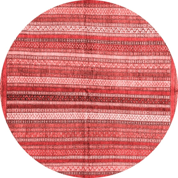 Ahgly Company Machine Washable Indoor Round Abstract Red Modern Area Rugs, 8' Round