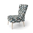 thumbnail image 3 of Designart "Urban Lattice In Blues" Blue Gridlock Upholstered Accent Chair - Modern Arm Chair For Bedroom, 3 of 7