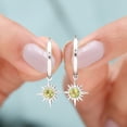 thumbnail image 2 of Rosec Jewels Sunburst Hoop Drop Earrings with Peridot for Women - August Birthstone Earrings, 14K White Gold, 2 of 8