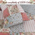 thumbnail image 2 of Cozy Line Home Fashions 100% Cotton Hand Piecing Real Patchwork Ivory Yellow Floral Reversible Coverlet Bedspread Quilt Bedding Set For All Seasons (Coral Teal Queen - 3 Piece), 2 of 4