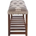 thumbnail image 3 of Hauteloom Greymouth Entryway Bedroom Bench - Cotton Foot Stool - Wooden Legs - Gray, Beige, Cream - 16" x 34" x 12", 3 of 8