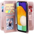 thumbnail image 2 of Compatible with Samsung Galaxy A13 4G Wallet Case and Tempered Glass Screen Protector Flip Cover Credit Card Holder Cell Accessories Folio Purse Phone Cases for Gaxaly A13 Galaxies 13A Women Rose gold, 2 of 14