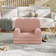 thumbnail image 6 of Pink 2-in-1 Teddy Fleece Convertible Kids Sofa, Fold Out Toddler Lounge Couch Playroom Furniture, 6 of 7