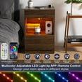 thumbnail image 3 of Hommpa LED Nightstands Set of 2 Nightstand with Charging Station Nightstands with 2 Drawer Open Shelf Nightstands USB Type C Port LED End Table for Living Room Bedroom Furniture Dark Walnut, 3 of 9