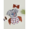 thumbnail image 4 of Newborn Infant Baby Girls Clothes Short Sleeve Cow Print Tops Short Pants Headband Toddler Outfits 3M 6M 12M 18M 24M, 4 of 10