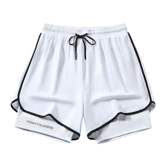 Razzly Men's Casual Athletic Shorts With Letter Print Lightweight Breathable Workout Running Gym Summer Comfortable Stretch Elastic Waistband Hot Weather Shorts Yoga Shorts Mens Active Men(White,3XL)