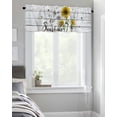 thumbnail image 4 of Kitchen Cafe Valance Curtain for Small Windows,Farmhouse Sunflowers on Shabby Wooden Planks Rod Pocket Short Valances Bees Window Treatment Panel for Living Room/Bedroom/Bathroom,42x12in, 4 of 9