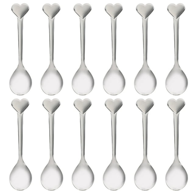 12Pcs Cuillère à Dessert Domestique Commode Cuillère à Gâteau à Coeur Cuillère à Café