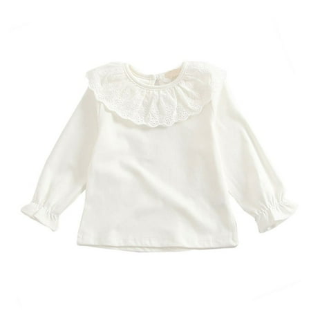 

Hazel Tech---Toddler Baby Girl Shirt Lace Collar Top Shirt Long Sleeve Casual Princess Tops