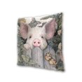 thumbnail image 3 of Pig Lean on Fence Sunflowers Retro Spring Throw Pillow Covers Pillowcases 18 x 18 Inch Home Decor 2 Packs for Bedroom Sofa, 3 of 6