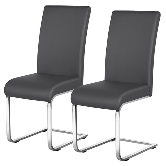 SmileMart Modern Faux Leather Dining Chair with C-Shaped Metal Legs, Set of 2, Multiple Colors