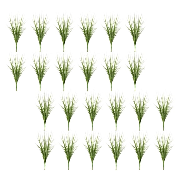 LEORX 24Pcs Lifelike Artificial Grass Model Green Stems for Indoor Outdoor Home Decor
