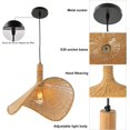 thumbnail image 2 of OUKANING Rattan Pendant Light Fixture- Straw Hat Shape Rustic Farmhouse Hanging Light Bamboo Handwoven 1-Light Hanging Lamp (Excluding Light Bulb) E26, for Farmhouse Island Living Room Dining Room, 2 of 18