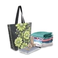 thumbnail image 2 of FORMRS Womens Canvas Tote Bag with Zipper Inner Pocket Shoulder Handbag, Green Flowers, 2 of 7