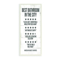 Stupell Bathroom Testimonials Five Star Funny Word Design Wood Wall Art, 7 x 17, Proudly A - 7 x 17