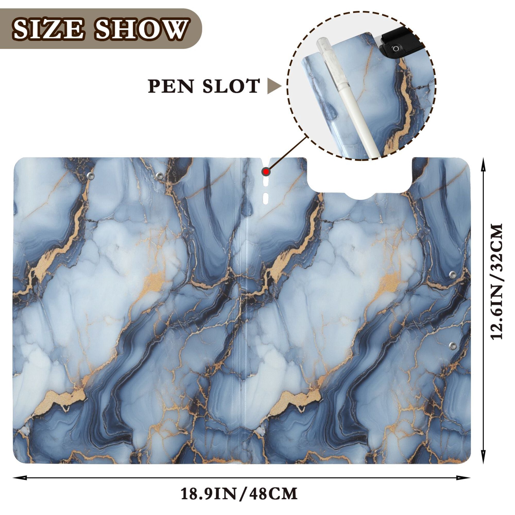 FORMRS A4 Clipboard Folder with Pen Holder Horizontal Foldable School Office Binder, Abstract Marble Pattern