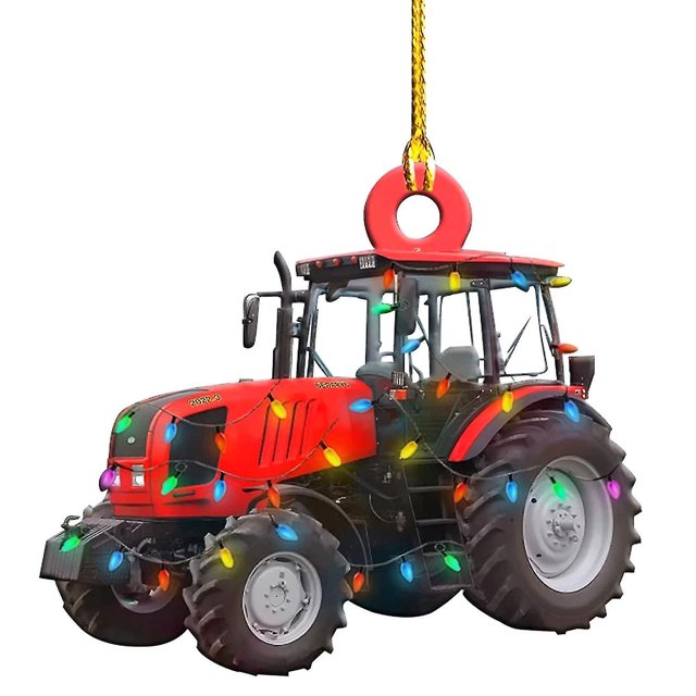 1 unidad de adornos navideños colgantes para decoración, regalo, producto personalizado, camión de bomberos de hierro familiar, excavadora, colgante Afortunado Sencillez
