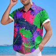 thumbnail image 4 of Mens Manga Corta Botón Abajo Camisas Casual Suelto Impreso Cardigan Girar Cuello Blusa, Transpirable para el Entrenamiento, 4 of 6