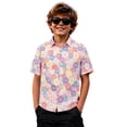 thumbnail image 2 of Toddler Kids Boys Shirt Tops Short Sleeve Holiday Print Button Down Shirt For Lightweight Top Graphic Fit Casual Summer Tees 3-4 Years, 2 of 4