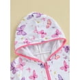 thumbnail image 5 of aturustex Little Girls Zip-Up Robe Towel Beachwear 1T-8T Toddler Baby Swim Coverups Hoodies Butterfly Print Wearable Blanket Short Sleeve Hooded Beachmwear for Summer Holiday Party Swim Pool, 5 of 7