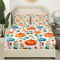 thumbnail image 3 of Manfei Autumn Pumpkin Sheet Set Twin,Thanksgiving Day Bedding Sets Twin Size,Botanical Plants Twin Sheet Sets,Breathable Harvest Room Decor,3pcs, 3 of 6