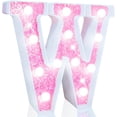 thumbnail image 1 of Luces LED con letras en forma de marquesina Pooqla, purpurina rosa, funcionan con pilas, 1 of 6