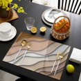 thumbnail image 4 of Brown Ombre Placemats Set of 4, Modern Geometric Abstract Cream Washable Wipeable Table Mats for Dining Tables, Indoor Outdoor Kitchen Place Mats for Holiday Party Table Decor, 4 of 9